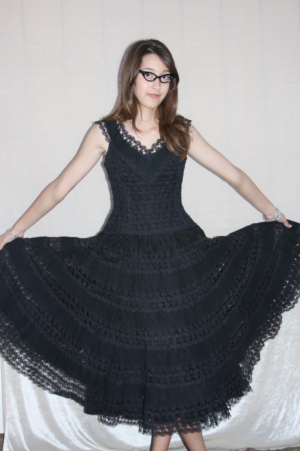 OLE  -  Vintage Black MEXICAN PARTY Frock