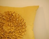 Rose Pillow in Mustard Linen