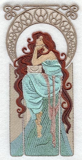 Art Nouveau Goddess - - Embroidered Flour Sack Hand Towel, YOU PICK COLORS, COMPLETELY CUSTOM