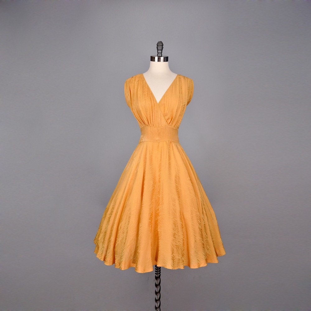 vintage dress- 1940's GOLDEN GRECIAN SILK