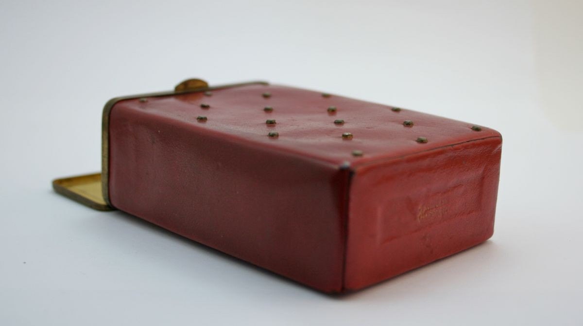 Burgundy Leather and Brass Hinged Case