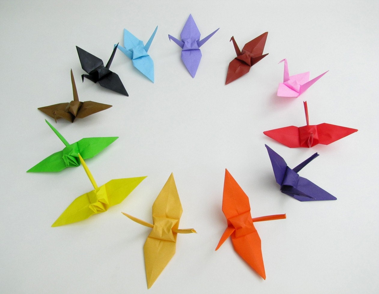 Large Origami Cranes - Package of 14 - Assorted colours