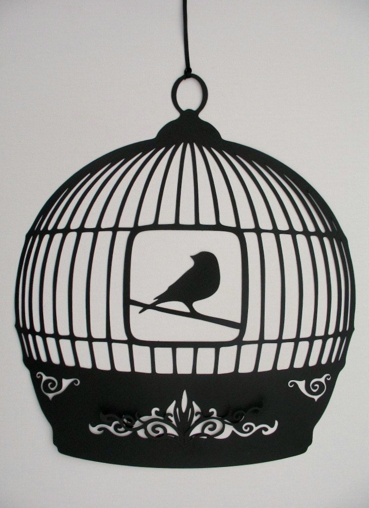 Elegant Black Paper  Birdcage