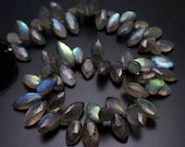 15 Percent Off--Extreme Blue Fire Labradorite Faceted Marquise Briolette Beads--4  Inches--10mm--Dropped from 31