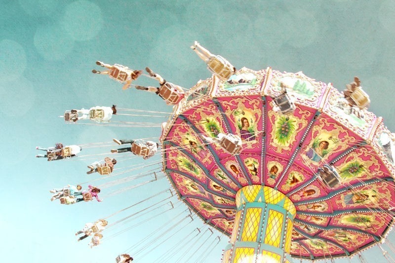 Swing Ride  vintage inspired carnival fairground county fair ride pastel colors nursery decor fine art photography print - 8x12