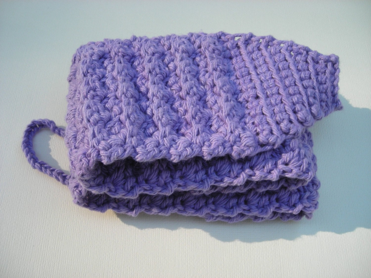 Extra Long Back Scrubber Washcloth in Lilac Purple