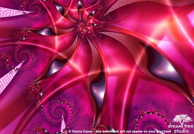 Passion Flower - abstract fractal art print - 5x7 inches matte or metallic finish