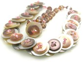 Pink and Brown Mother of Pearl Button Necklace