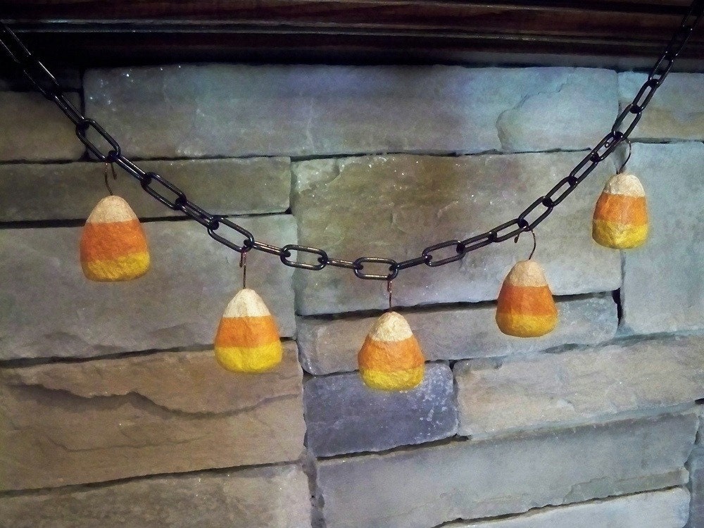 Candy Corn Ornaments - Rustic - Set of 6