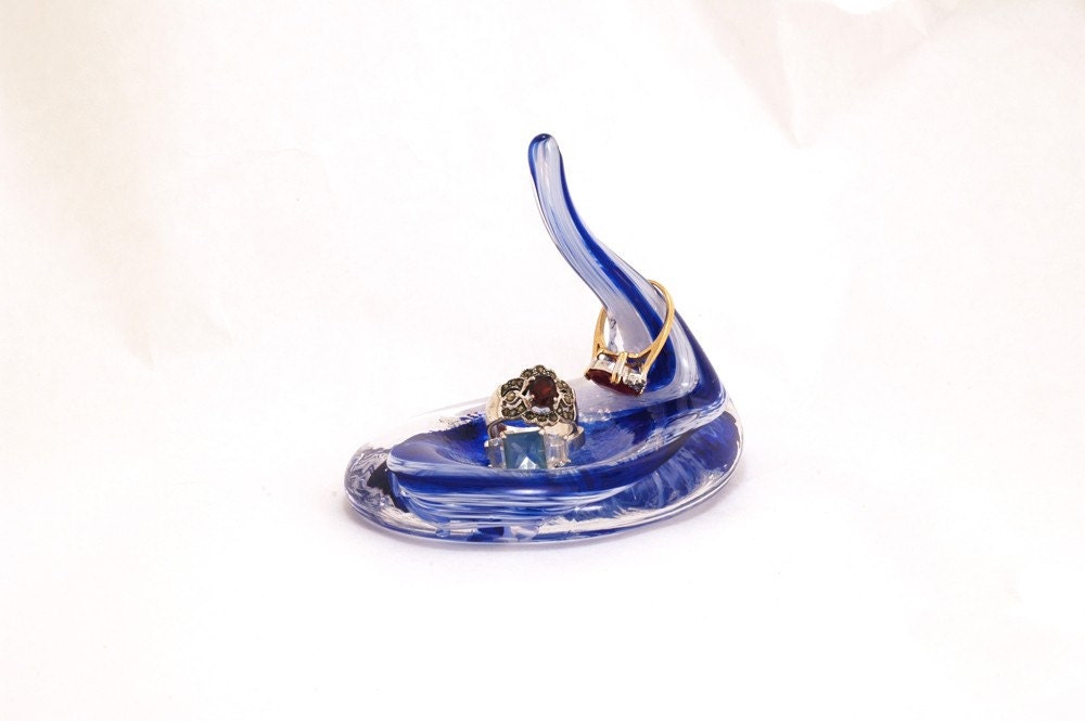Cobalt Blue Blown Glass Ring Holder