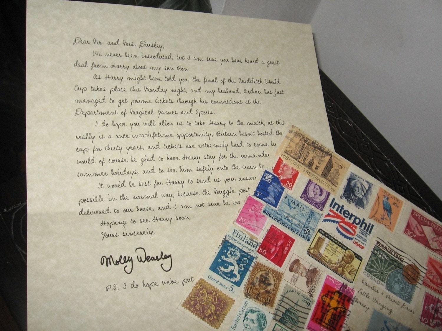 Quidditch World Cup Invitation from Molly Weasley to Harry Potter, Goblet of Fire