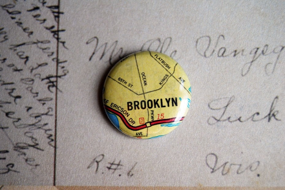 Brooklyn NY Map 1 Inch Button