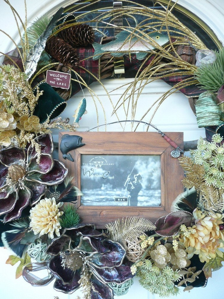 Country Fishermans Trophy Framed Capture in a Wreath