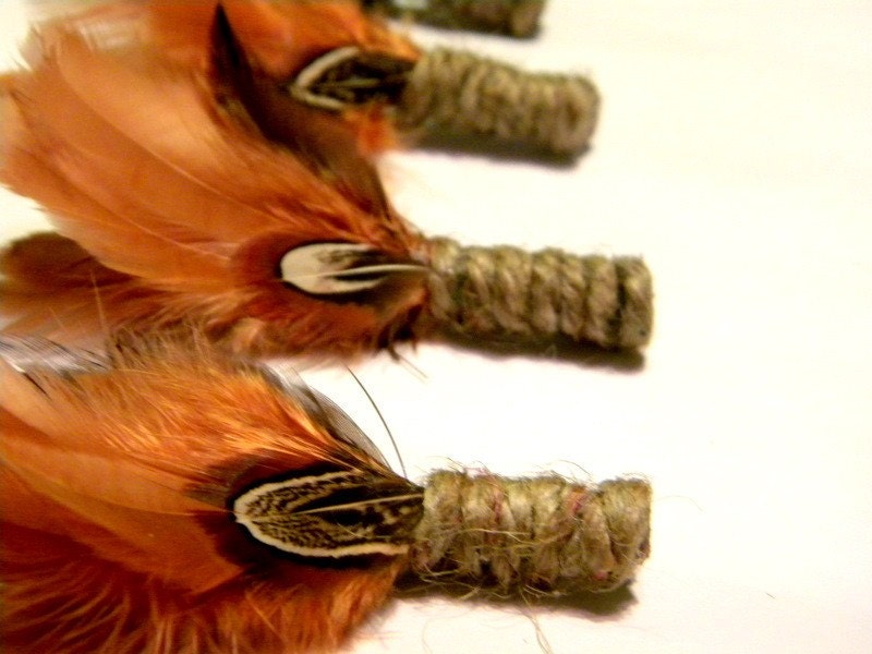 Taylor ... Set of 4 Rustic Feather Boutonnieres