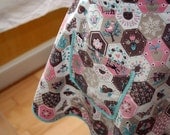 Adorable vintage handmade apron in pink, teal and brown 50s