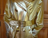VTG 1960s Spy Girl GOLD Trenchcoat  SZ M