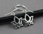 Sterling Silver Lotus Flower French Hook Earrings