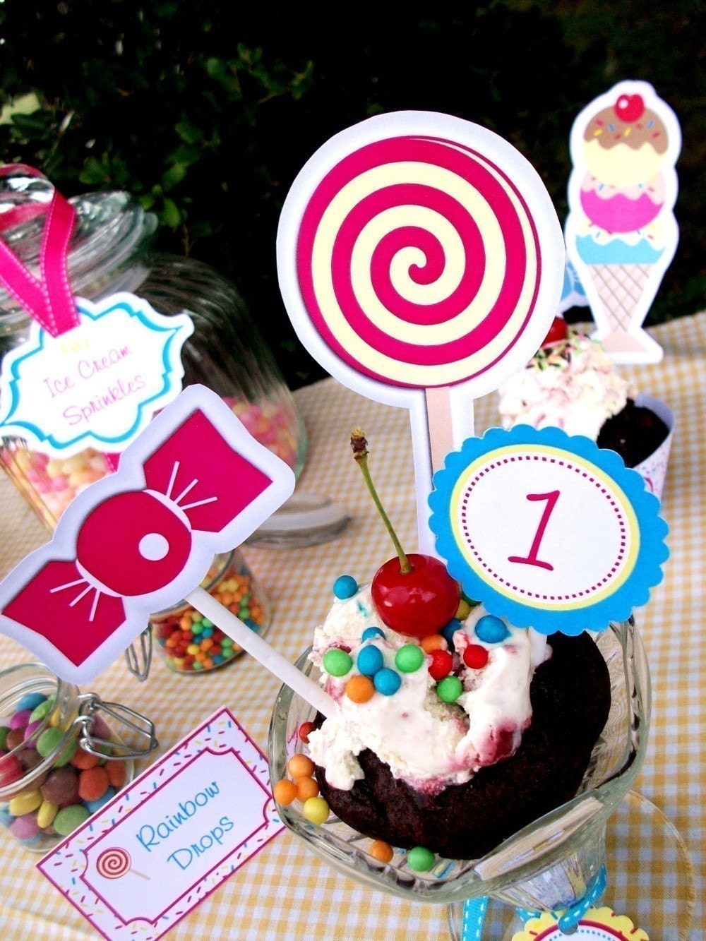 Vintage Ice Cream and Candy Party - Personalized with NAME and AGE - Printable Custom Party Supplies