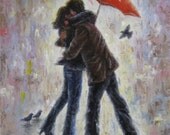 Kiss in the Rain 18X24 canvas giclee
