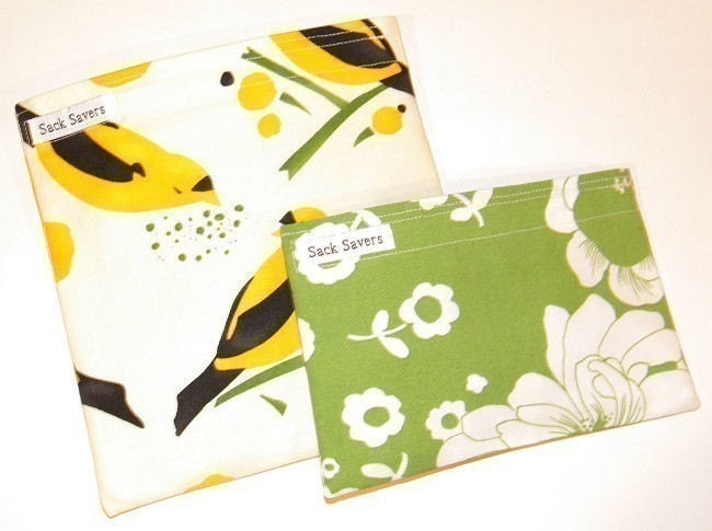 Yellow Birdseed and Ava Eco Friendly Reusable Sandwich and Snack Bag Set