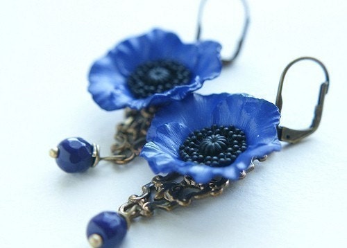 Prohibition Earrings no.3 - midnight, cobalt blue- a great gift