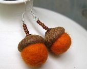 Autumn Orange/Mustard Wool Felt Acorn Earrings (made with real Acorn Caps)