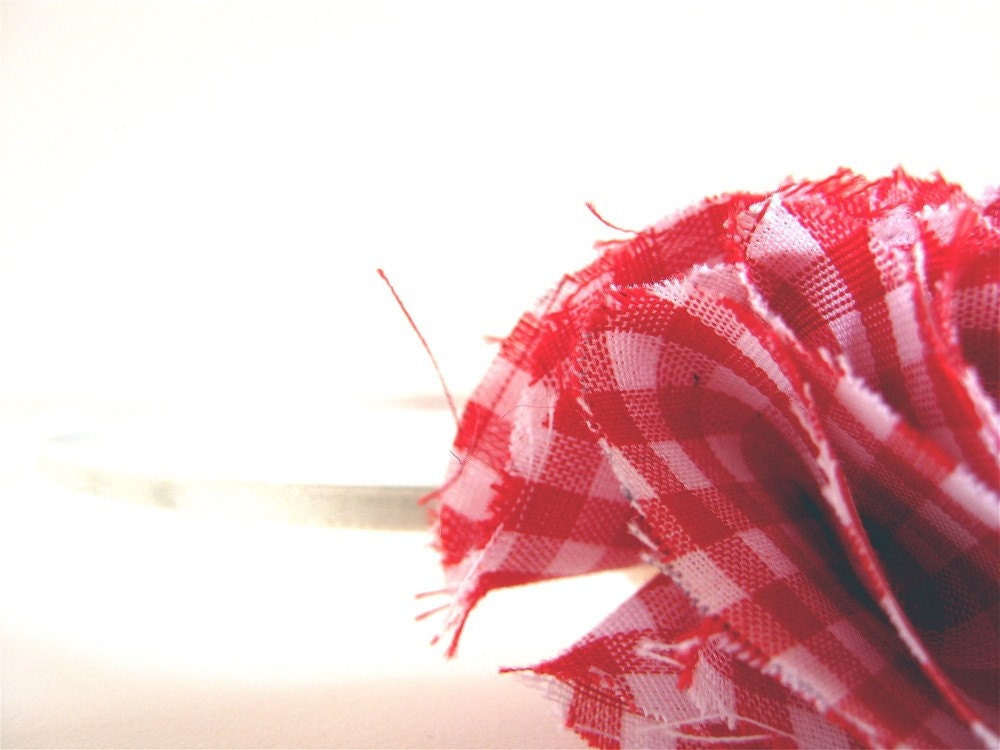 Headband, Accessories, Hair, Fabric, Red and White, Gingham Headband. TheApronThief on Etsy. Gifts Under 15 USD.