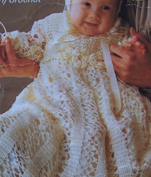 Gorgeous Vintage Christening Gown and Cap Digital Pattern to Crochet - PDF Email Delivery - PrettyPatternsPlease