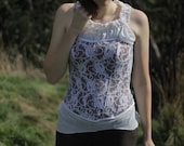 White lace over brown Corseted Top