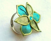 Sea Me fabric flower ring - large