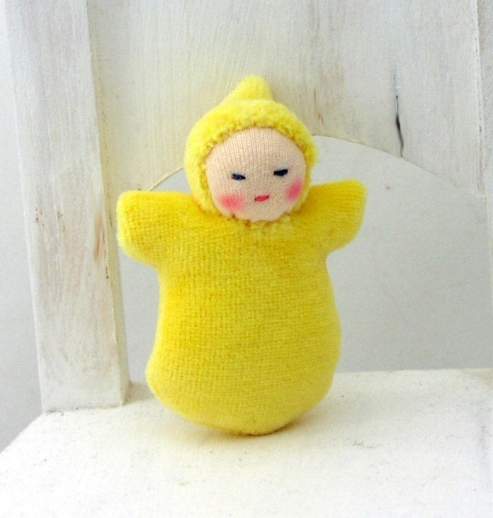 Custom Wee Yellow Pocketbaby, Baby Doll made in the Waldorf Tradition, Sunshine Baby