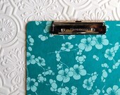 teal with cherry blossoms, decorative clipboard, double sided
