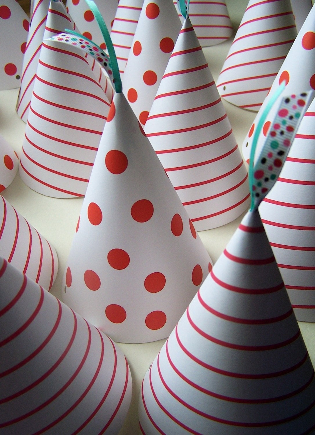 Circus themed/polka dot and stripes party hats