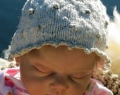 Organic Baby French Knot Knit Cap, Cream and Pale Khaki