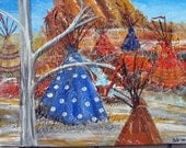 Teepees in the Snow Original Acrylic painting by Kate Ladd