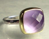 Amethyst over Mother of Pearl Ring - 18k Gold and Sterling