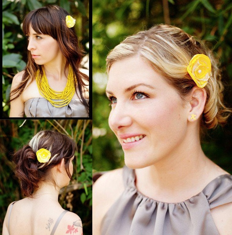 Buy 1 Get 1 SALE -Bridesmaid Hair Decor set of 3 flowers - choose your colors