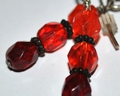 Reds and Orange Czech Glass Earrings