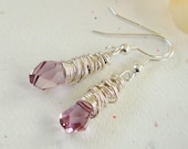 ICE ROSE PETALS - WIRE WRAPPED STRELING SILVER EARRINGS by gemboxjewelry