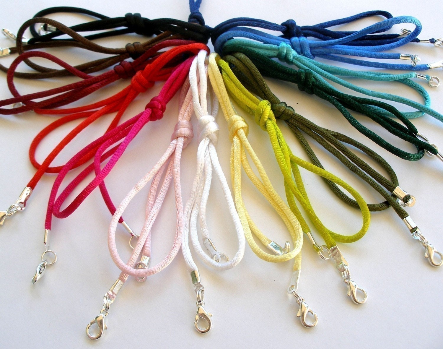 12pc Necklace Cords Rattail  Any Length, 21 Colors - Fits Scrabble/Glass Tile Pendants all Aanraku bails - Handmade in USA