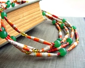 Paper Bead Necklace - The air is full of spices - Upcycled/Recycled Ephemera Handmade