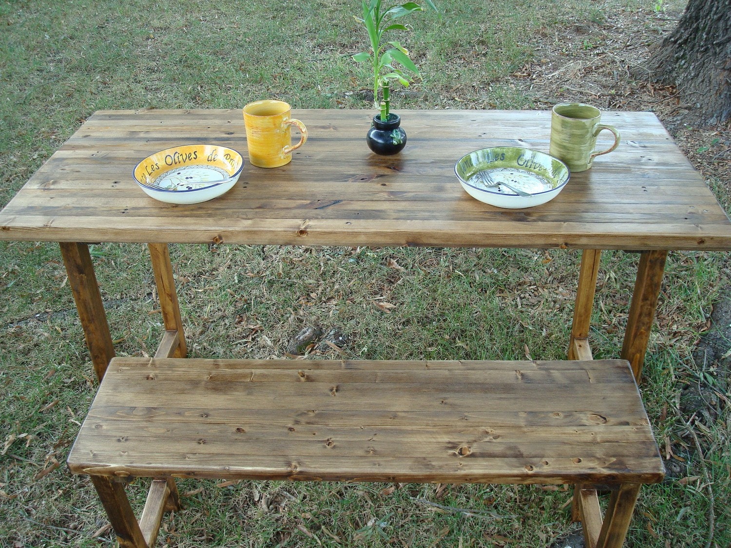 Reclaimed Wood Table and Bench