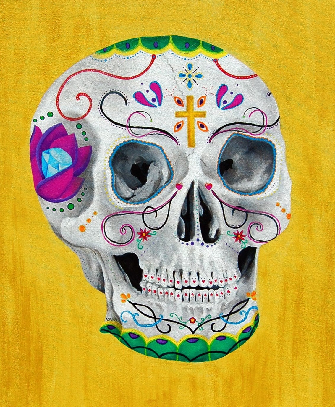 PRINT of Original Day of the Dead Sugar Skull Painting