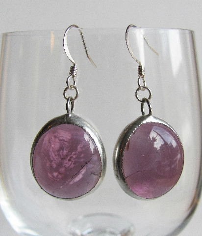 Violet Purple Glass Stained glass earrings