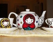 matryoshka russian nesting doll hand painted porcelain TEA SET