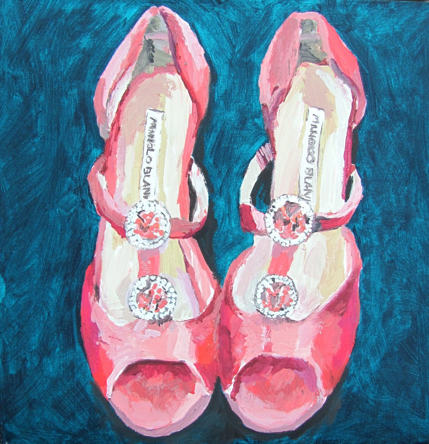 ON SALE Manolo Blahnik Shoes Original Painting