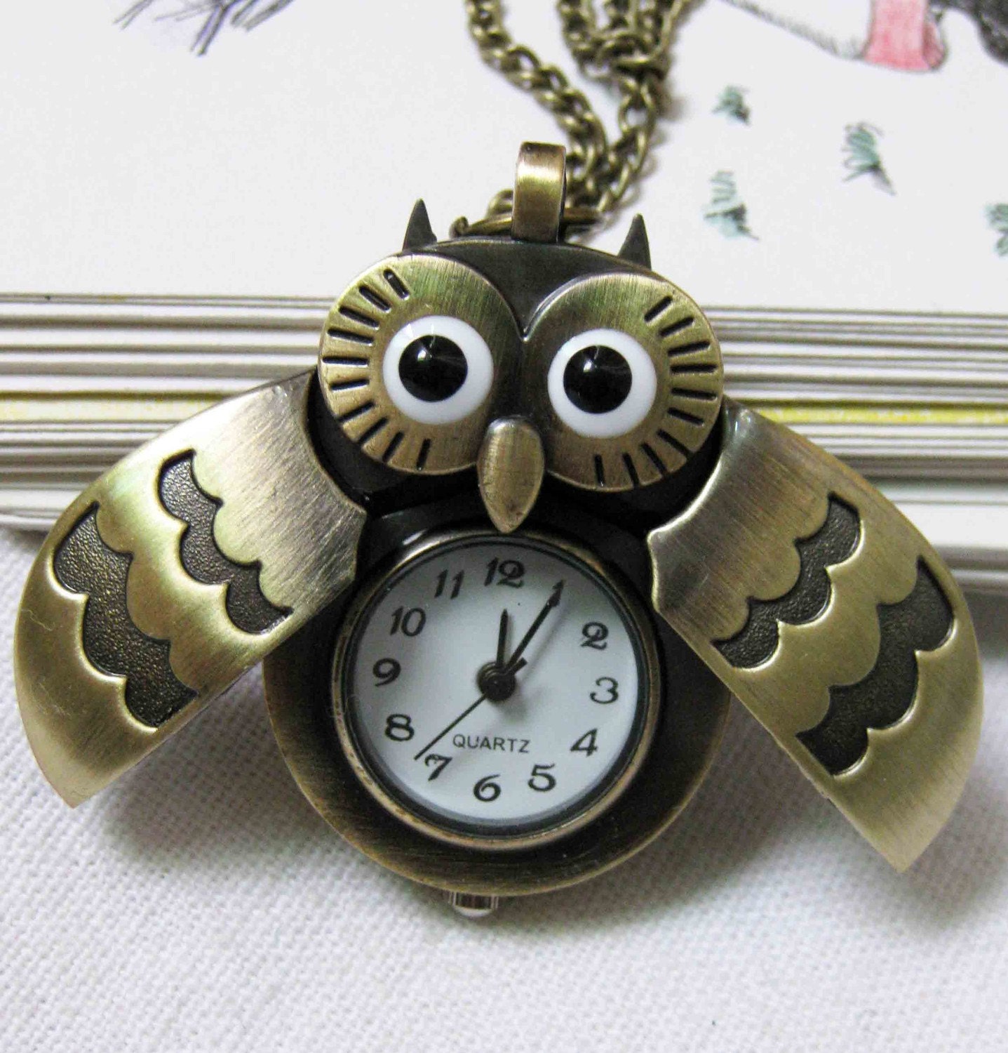 owl Pocket Watch locket Necklace