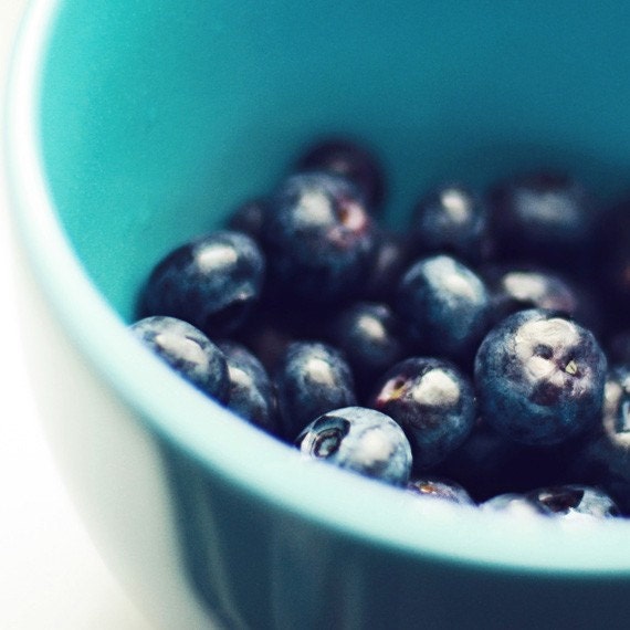 FREE SHIPPING - Bowl of Blueberries. 8x8 fine art photograph