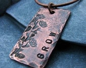 Grow Custom Necklace, in Copper - Great gift for Mom, Sister, Friend, Gardener
