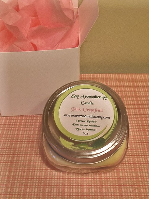Pink Grapefruit Aromatherapy Soy Candle Gift Wrapped